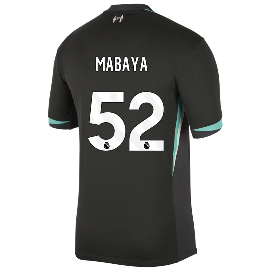 Kids Football Isaac Mabaya #52 Black Anthracite White Away Jersey 2024/25 T-Shirt Za