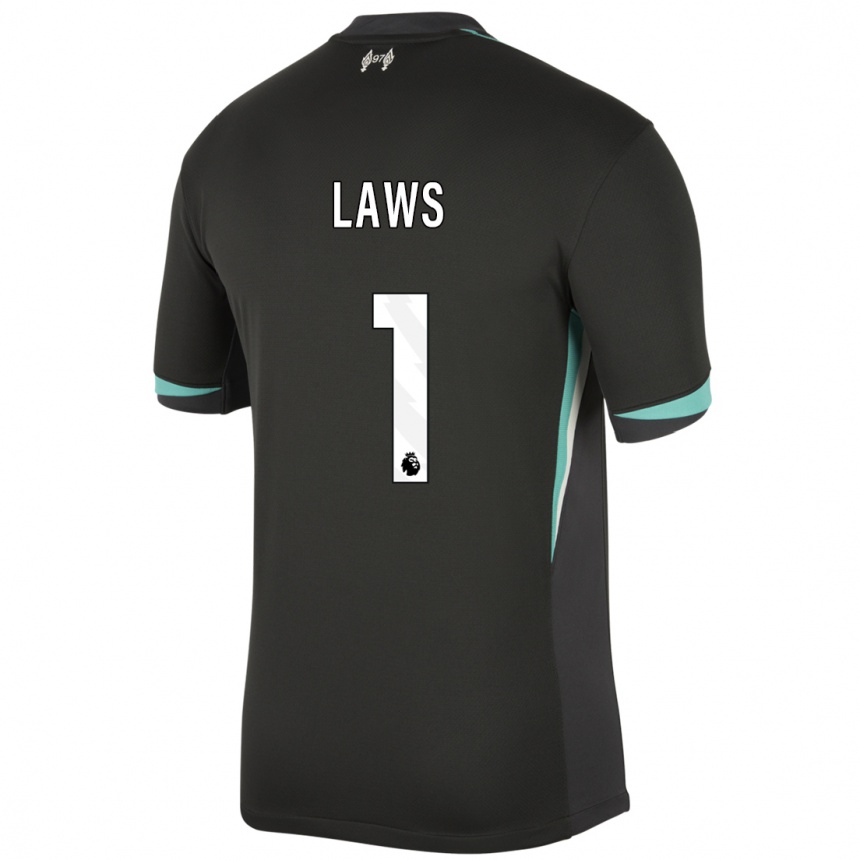 Kids Football Rachael Laws #1 Black Anthracite White Away Jersey 2024/25 T-Shirt Za