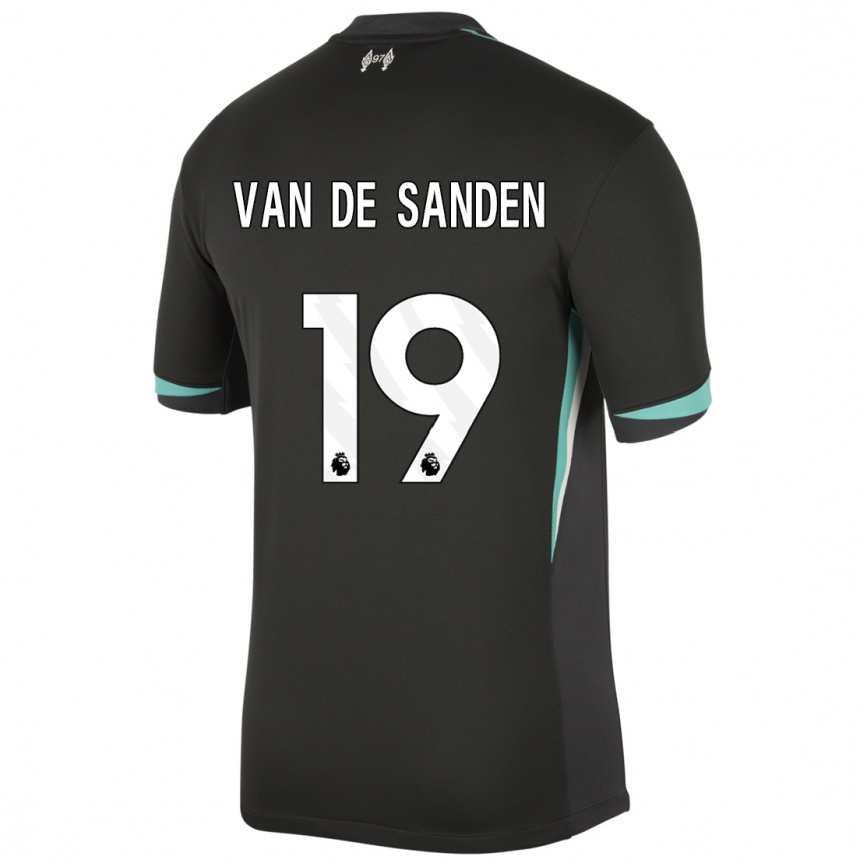 Kids Football Shanice Van De Sanden #19 Black Anthracite White Away Jersey 2024/25 T-Shirt Za