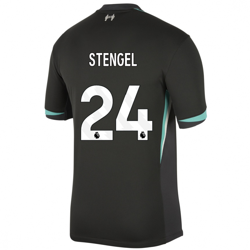 Kids Football Katie Stengel #24 Black Anthracite White Away Jersey 2024/25 T-Shirt Za