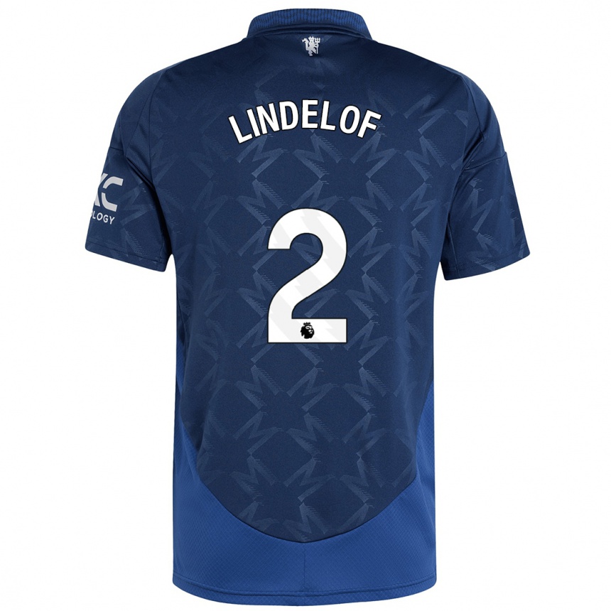 Kids Football Victor Lindelof #2 Indigo Away Jersey 2024/25 T-Shirt Za