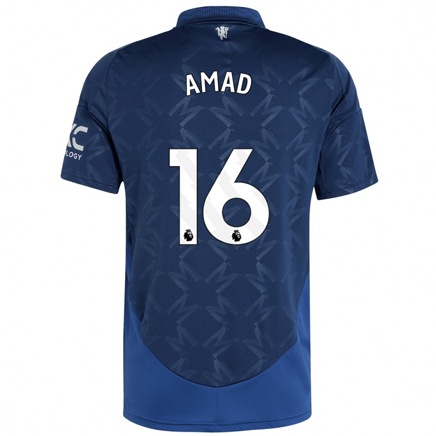 Kids Football Amad Diallo #16 Indigo Away Jersey 2024/25 T-Shirt Za