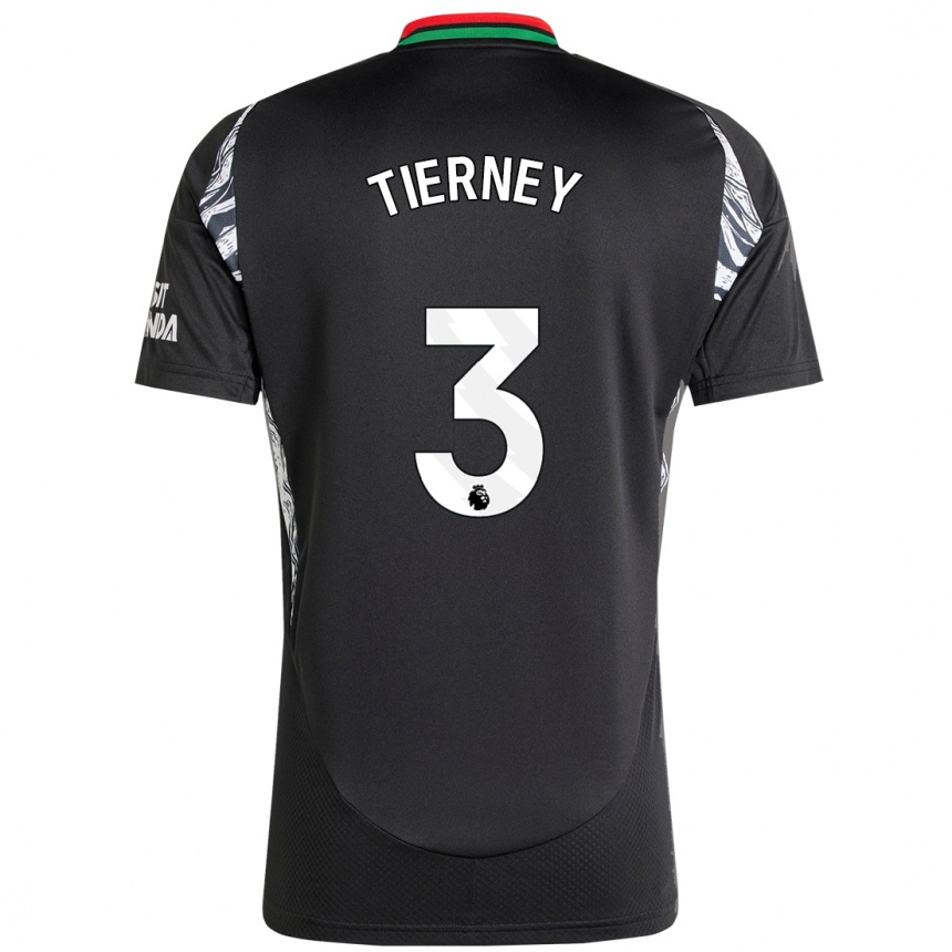 Kids Football Kieran Tierney #3 Black Away Jersey 2024/25 T-Shirt Za