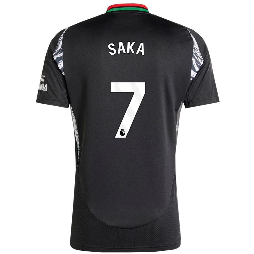 Kids Football Bukayo Saka #7 Black Away Jersey 2024/25 T-Shirt Za