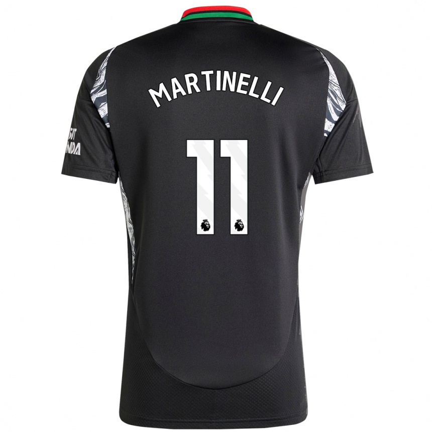 Kids Football Gabriel Martinelli #11 Black Away Jersey 2024/25 T-Shirt Za