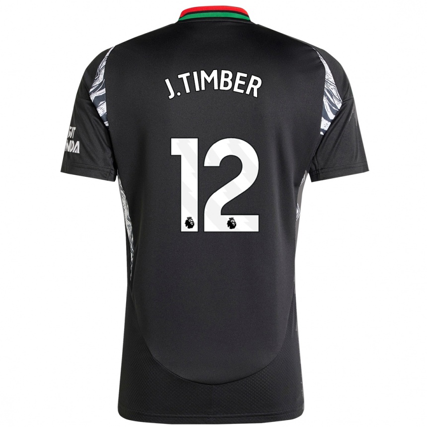 Kids Football Jurrien Timber #12 Black Away Jersey 2024/25 T-Shirt Za