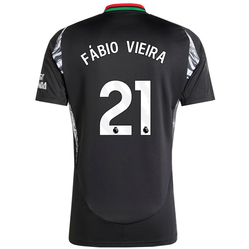 Kids Football Fabio Vieira #21 Black Away Jersey 2024/25 T-Shirt Za