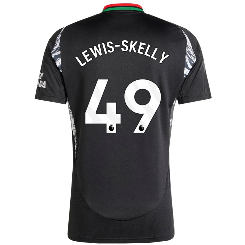 Kids Football Myles Lewis-Skelly #49 Black Away Jersey 2024/25 T-Shirt Za