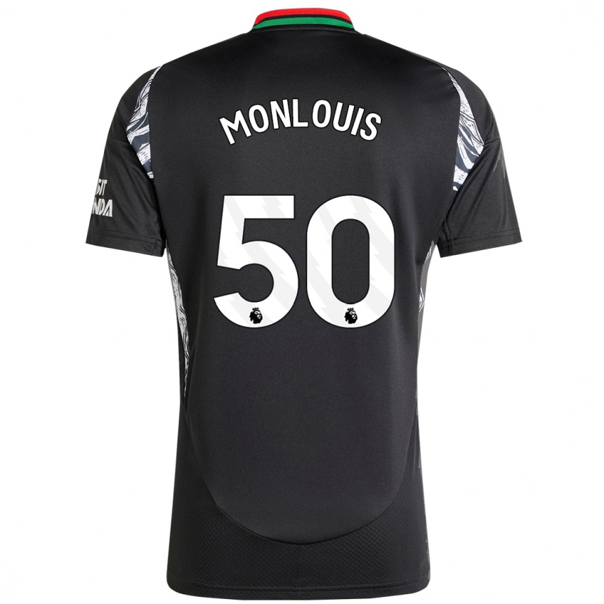 Kids Football Zane Monlouis #50 Black Away Jersey 2024/25 T-Shirt Za