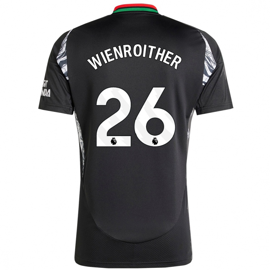 Kids Football Laura Wienroither #26 Black Away Jersey 2024/25 T-Shirt Za