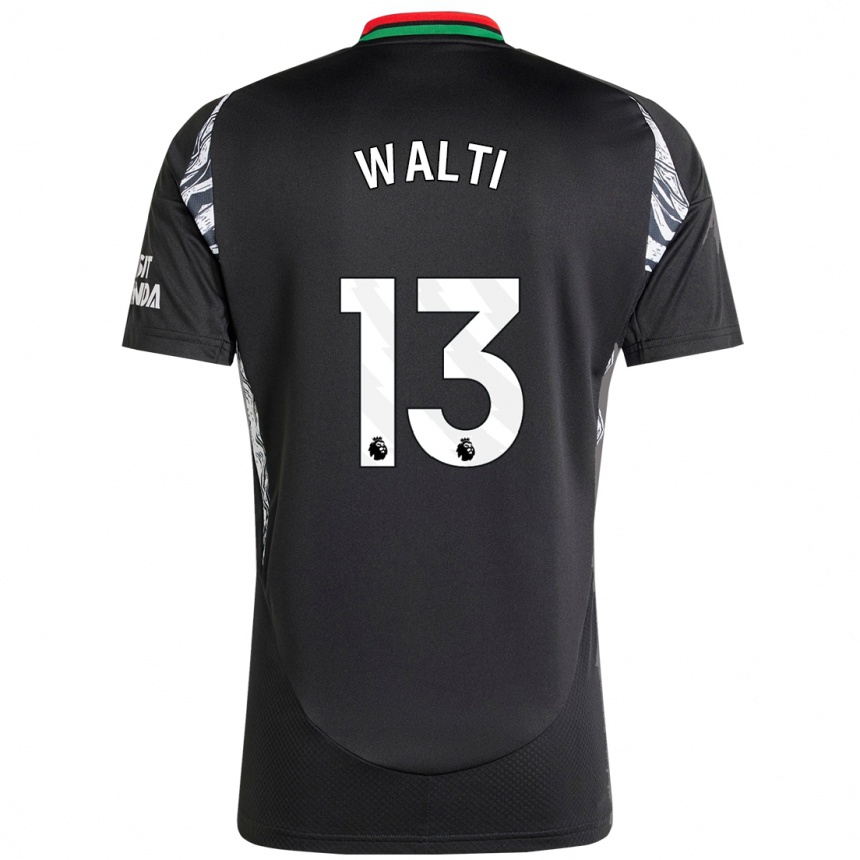 Kids Football Lia Walti #13 Black Away Jersey 2024/25 T-Shirt Za