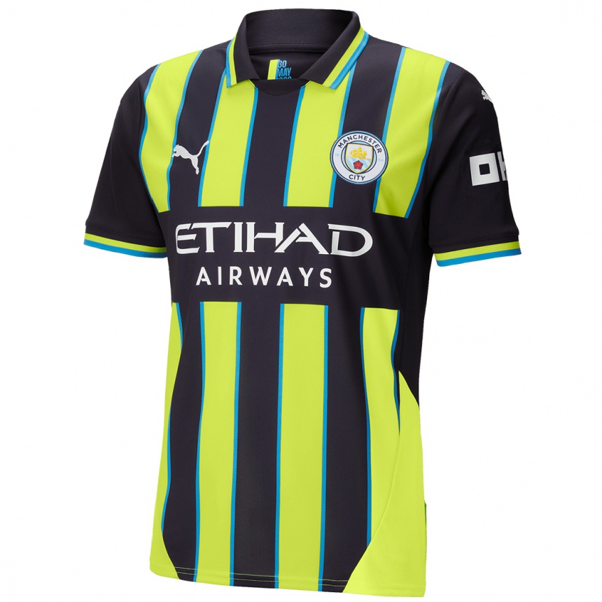 Kids Football Riyad Mahrez #26 Blue Yellow Away Jersey 2024/25 T-Shirt Za