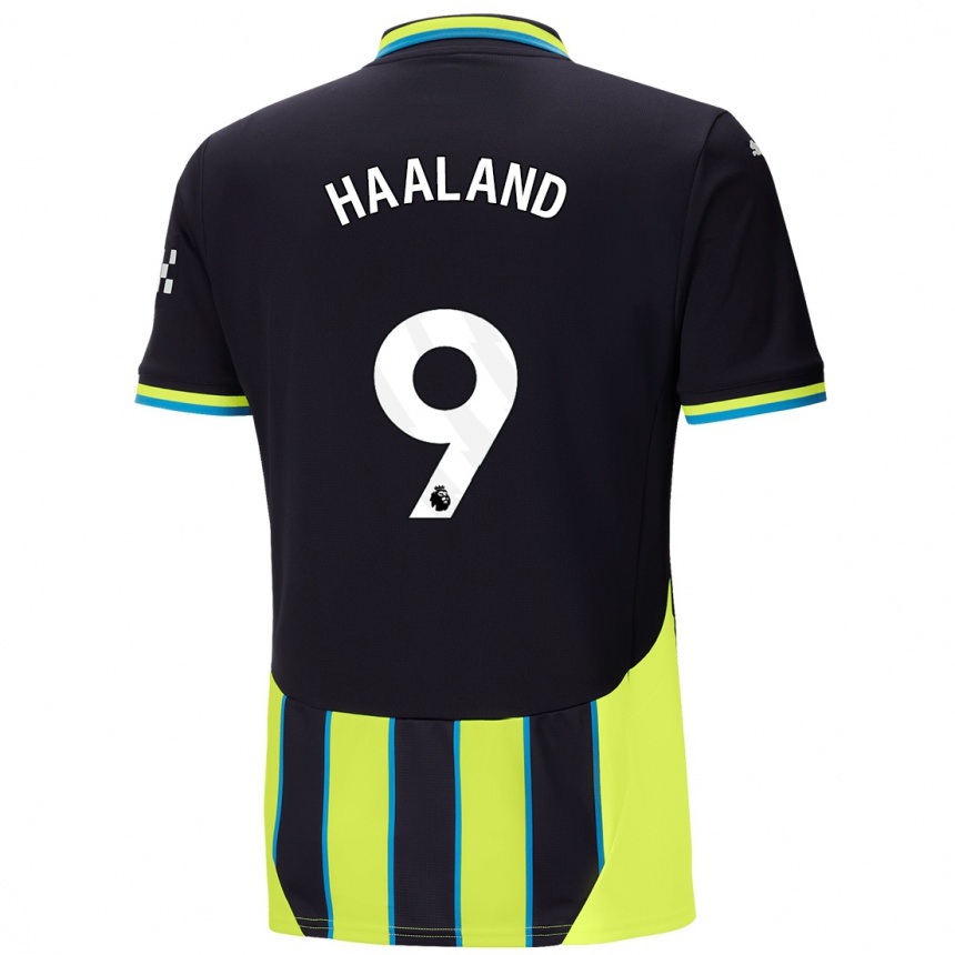 Kids Football Erling Haaland #9 Blue Yellow Away Jersey 2024/25 T-Shirt Za