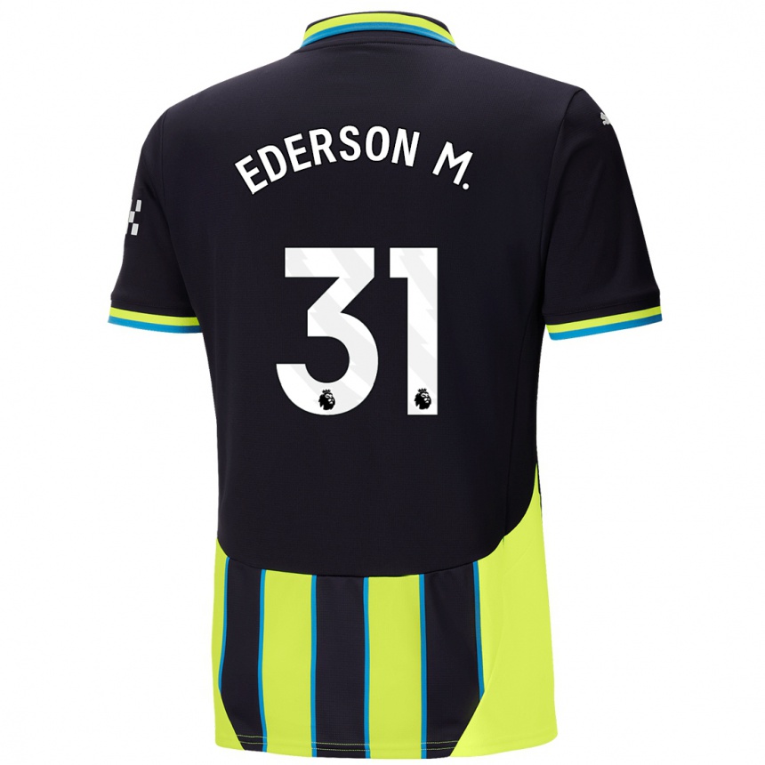 Kids Football Ederson Moraes #31 Blue Yellow Away Jersey 2024/25 T-Shirt Za