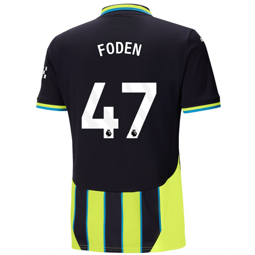 Kids Football Phil Foden #47 Blue Yellow Away Jersey 2024/25 T-Shirt Za