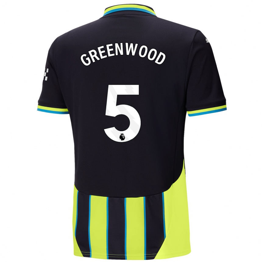 Kids Football Alex Greenwood #5 Blue Yellow Away Jersey 2024/25 T-Shirt Za