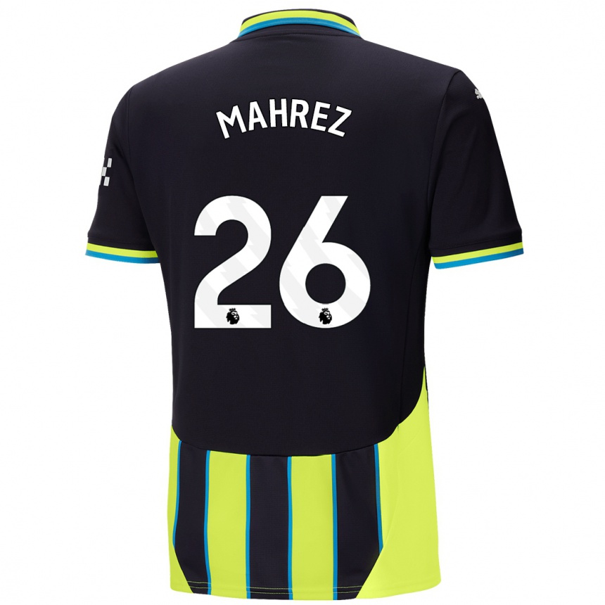 Kids Football Riyad Mahrez #26 Blue Yellow Away Jersey 2024/25 T-Shirt Za