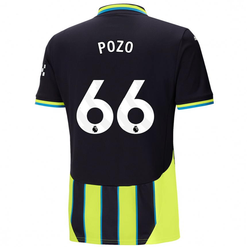 Kids Football Iker Pozo #66 Blue Yellow Away Jersey 2024/25 T-Shirt Za