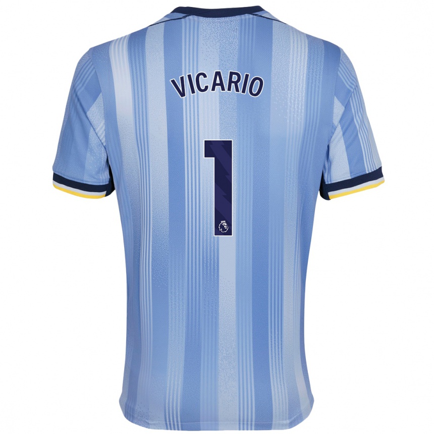 Kids Football Guglielmo Vicario #1 Light Blue Away Jersey 2024/25 T-Shirt Za