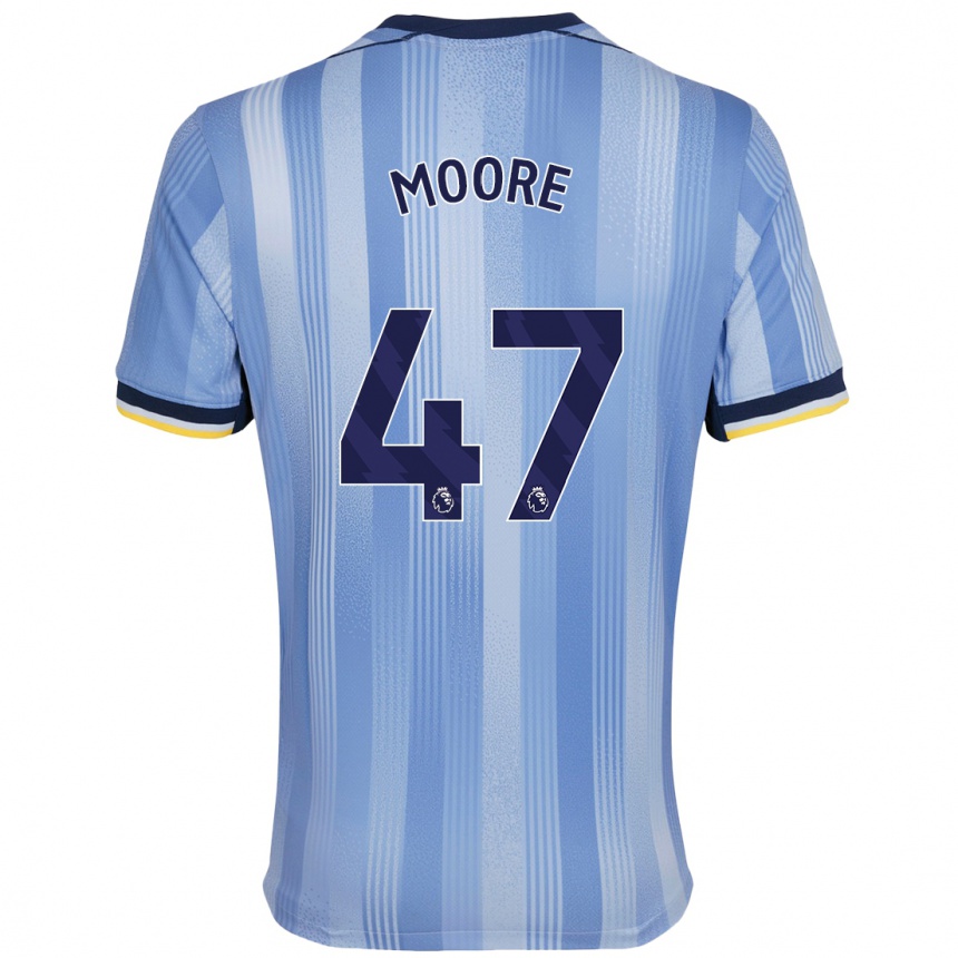 Kids Football Mikey Moore #47 Light Blue Away Jersey 2024/25 T-Shirt Za