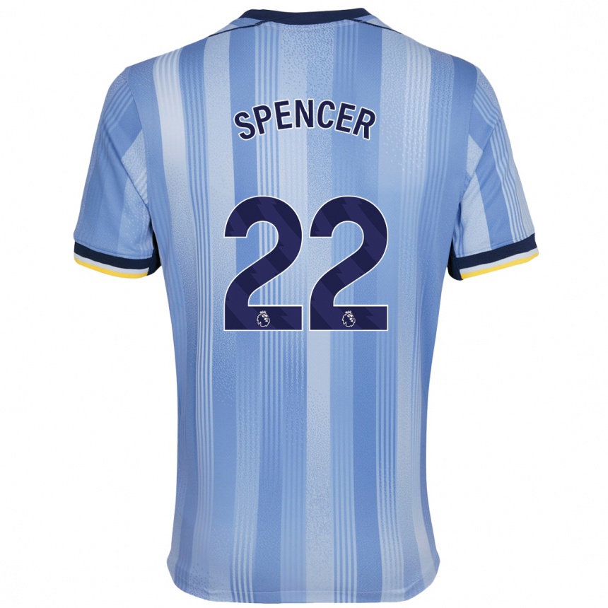 Kids Football Rebecca Spencer #22 Light Blue Away Jersey 2024/25 T-Shirt Za