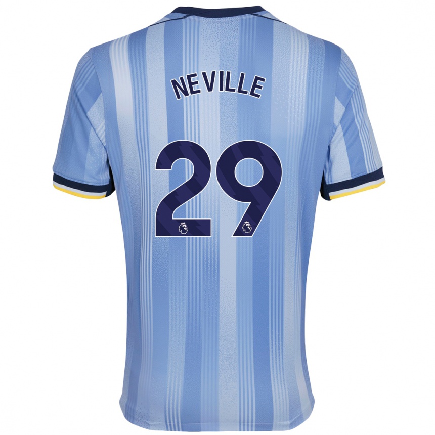 Kids Football Ashleigh Neville #29 Light Blue Away Jersey 2024/25 T-Shirt Za