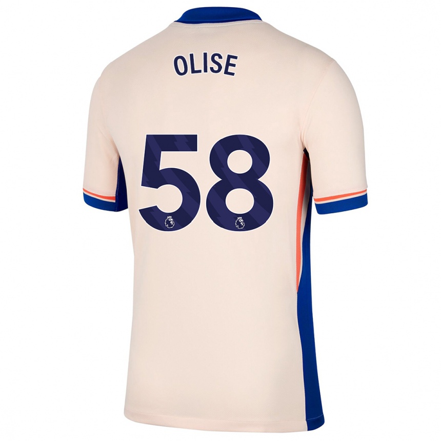 Kids Football Richard Olise #58 Light Beige Away Jersey 2024/25 T-Shirt Za