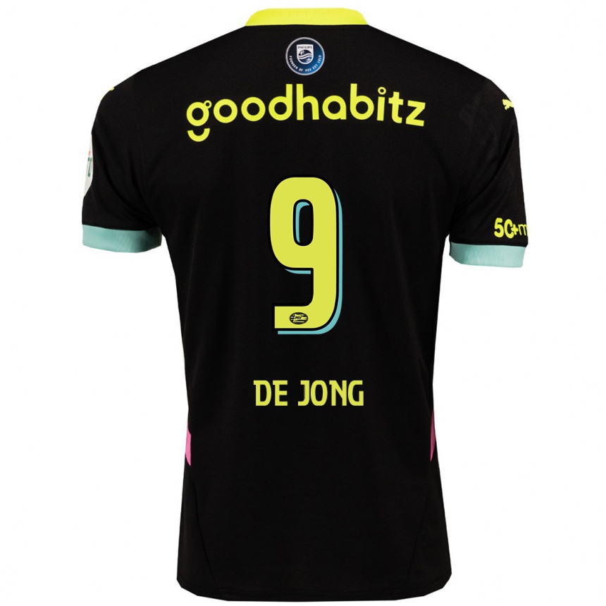 Kids Football Luuk De Jong #9 Black Yellow Away Jersey 2024/25 T-Shirt Za