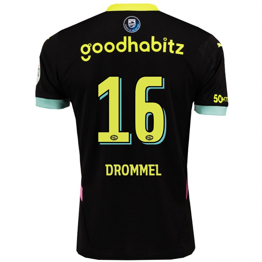 Kids Football Joël Drommel #16 Black Yellow Away Jersey 2024/25 T-Shirt Za