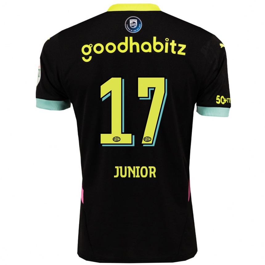 Kids Football Mauro Júnior #17 Black Yellow Away Jersey 2024/25 T-Shirt Za