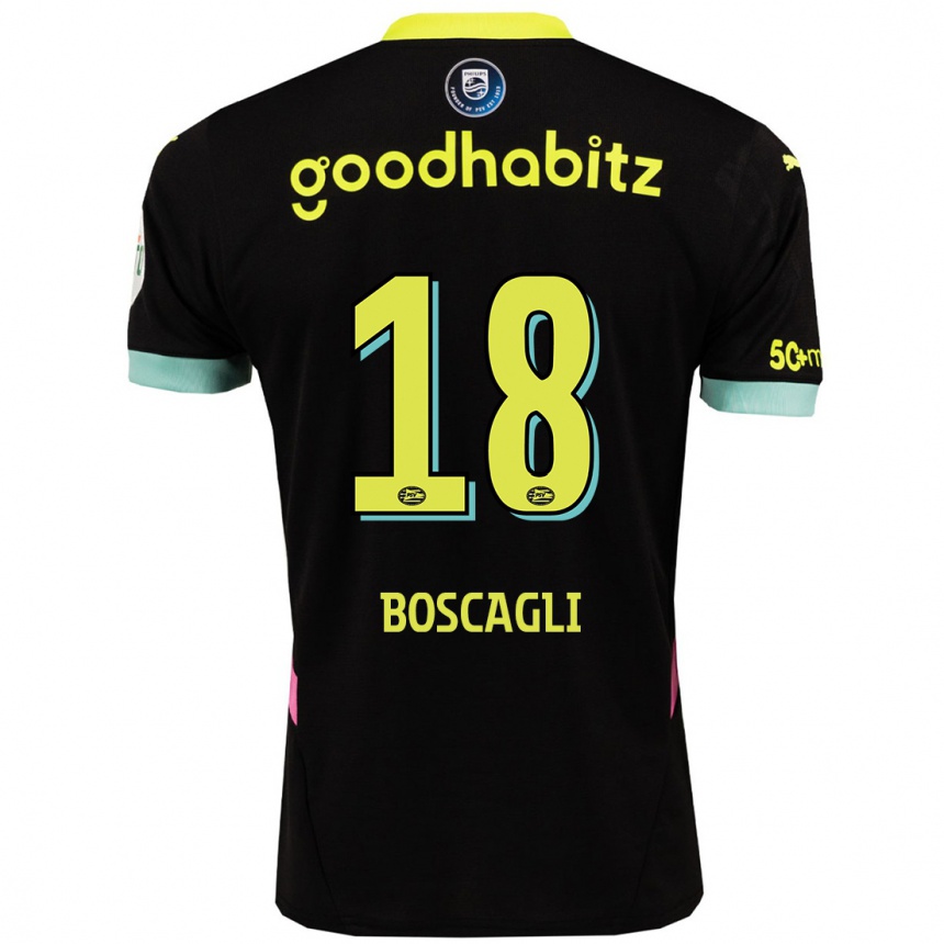 Kids Football Olivier Boscagli #18 Black Yellow Away Jersey 2024/25 T-Shirt Za