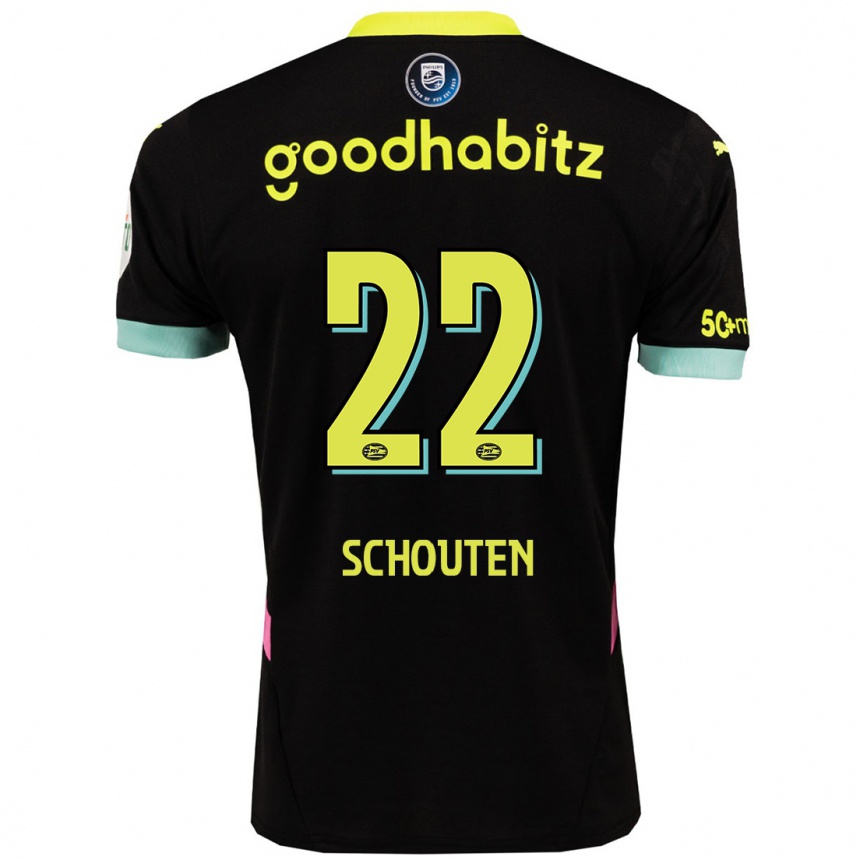 Kids Football Jerdy Schouten #22 Black Yellow Away Jersey 2024/25 T-Shirt Za