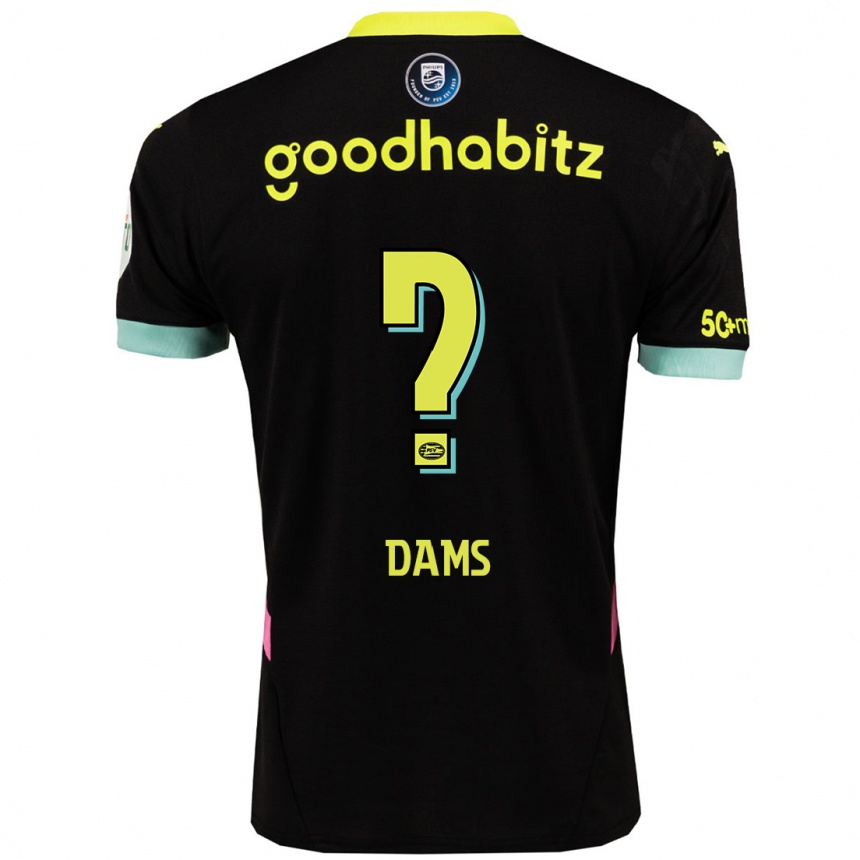 Kids Football Matteo Dams #0 Black Yellow Away Jersey 2024/25 T-Shirt Za