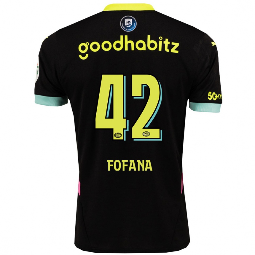 Kids Football Fode Fofana #42 Black Yellow Away Jersey 2024/25 T-Shirt Za