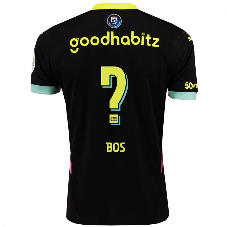 Kids Football Floris Bos #0 Black Yellow Away Jersey 2024/25 T-Shirt Za