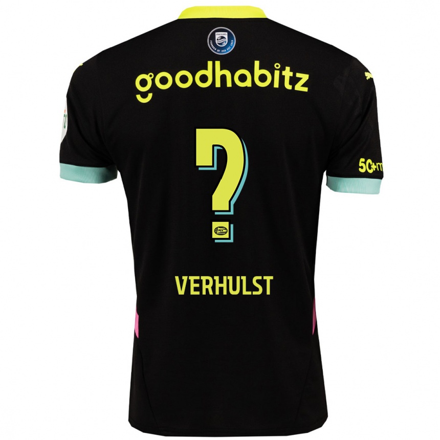 Kids Football Gino Verhulst #0 Black Yellow Away Jersey 2024/25 T-Shirt Za