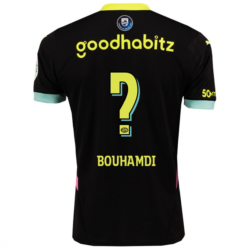 Kids Football Amir Bouhamdi #0 Black Yellow Away Jersey 2024/25 T-Shirt Za