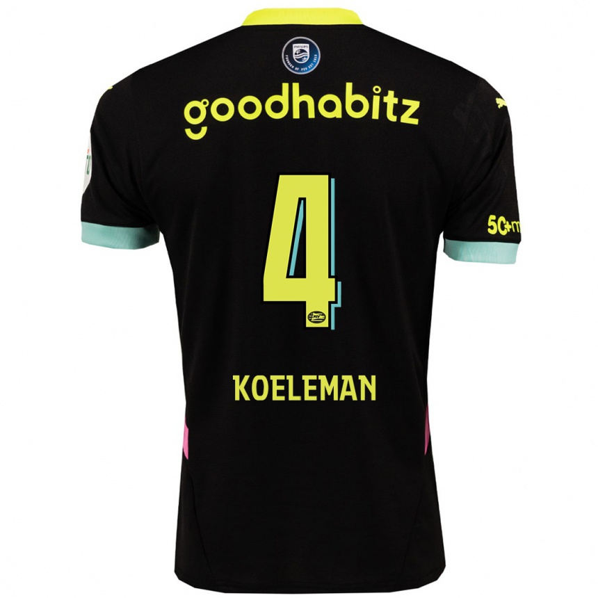 Kids Football Senna Koeleman #4 Black Yellow Away Jersey 2024/25 T-Shirt Za