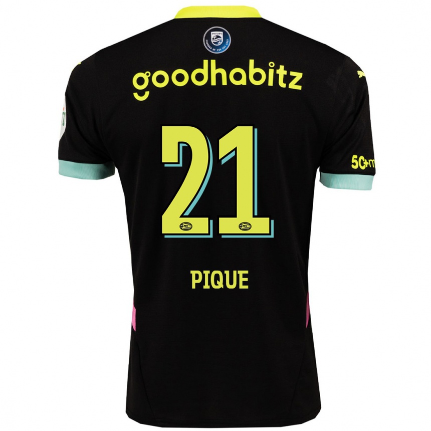 Kids Football Naomi Piqué #21 Black Yellow Away Jersey 2024/25 T-Shirt Za