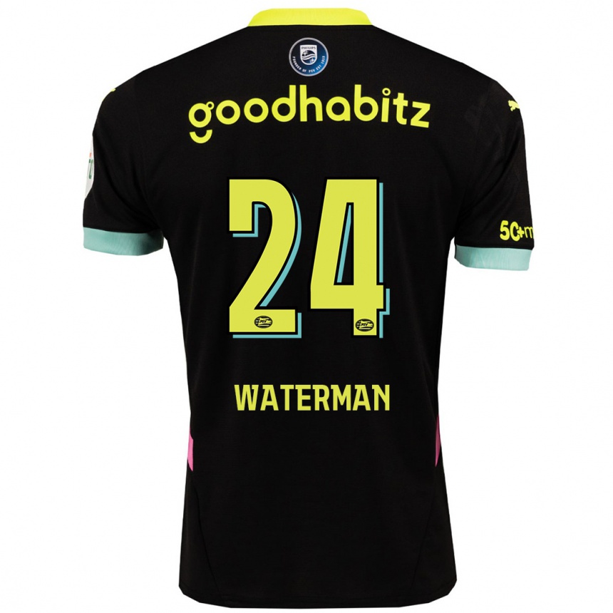 Kids Football Boy Waterman #24 Black Yellow Away Jersey 2024/25 T-Shirt Za