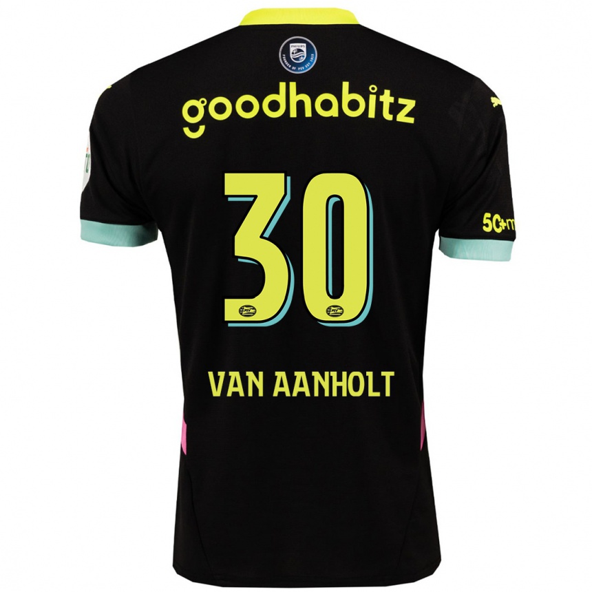 Kids Football Patrick Van Aanholt #30 Black Yellow Away Jersey 2024/25 T-Shirt Za