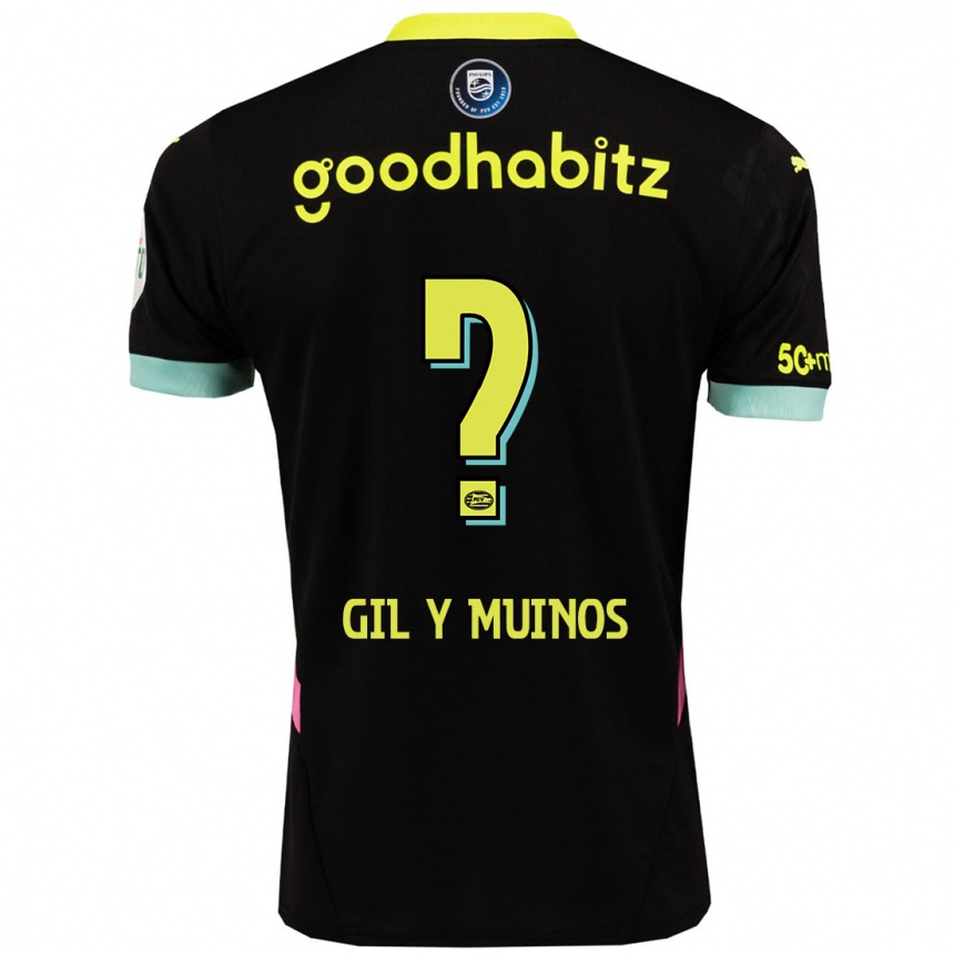 Kids Football Yaël Gil Y Muiños #0 Black Yellow Away Jersey 2024/25 T-Shirt Za