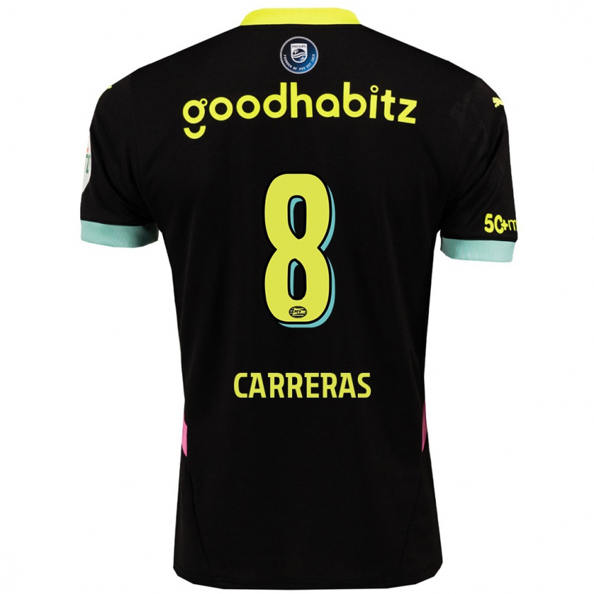 Kids Football Georgina Carreras #8 Black Yellow Away Jersey 2024/25 T-Shirt Za