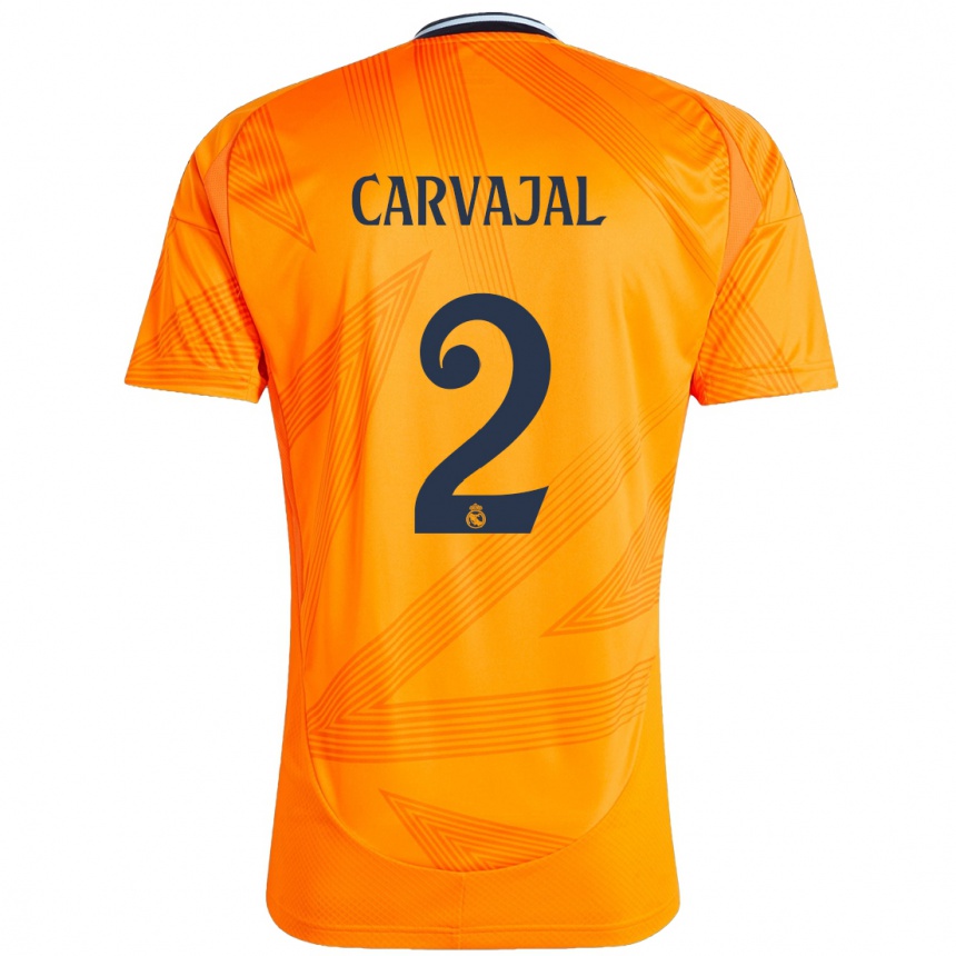 Kids Football Daniel Carvajal #2 Orange Away Jersey 2024/25 T-Shirt Za