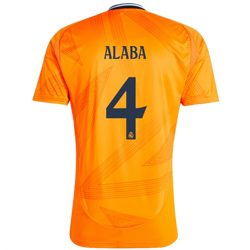 Kids Football David Alaba #4 Orange Away Jersey 2024/25 T-Shirt Za