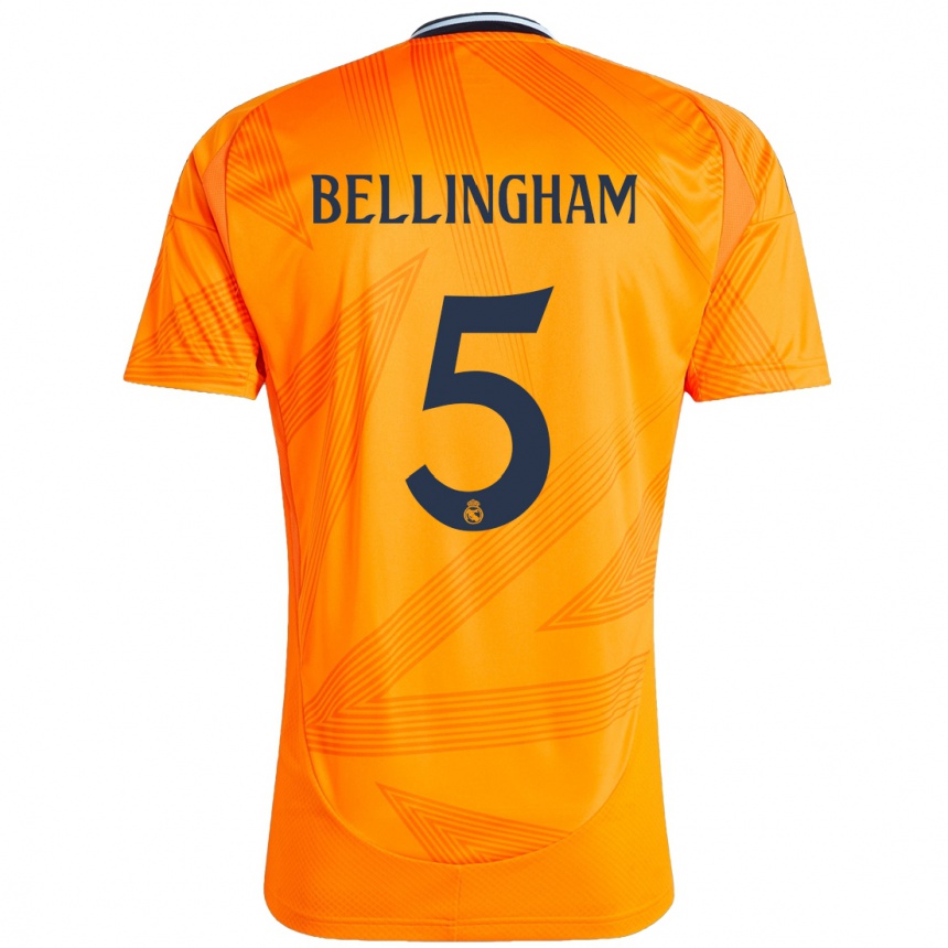 Kids Football Jude Bellingham #5 Orange Away Jersey 2024/25 T-Shirt Za