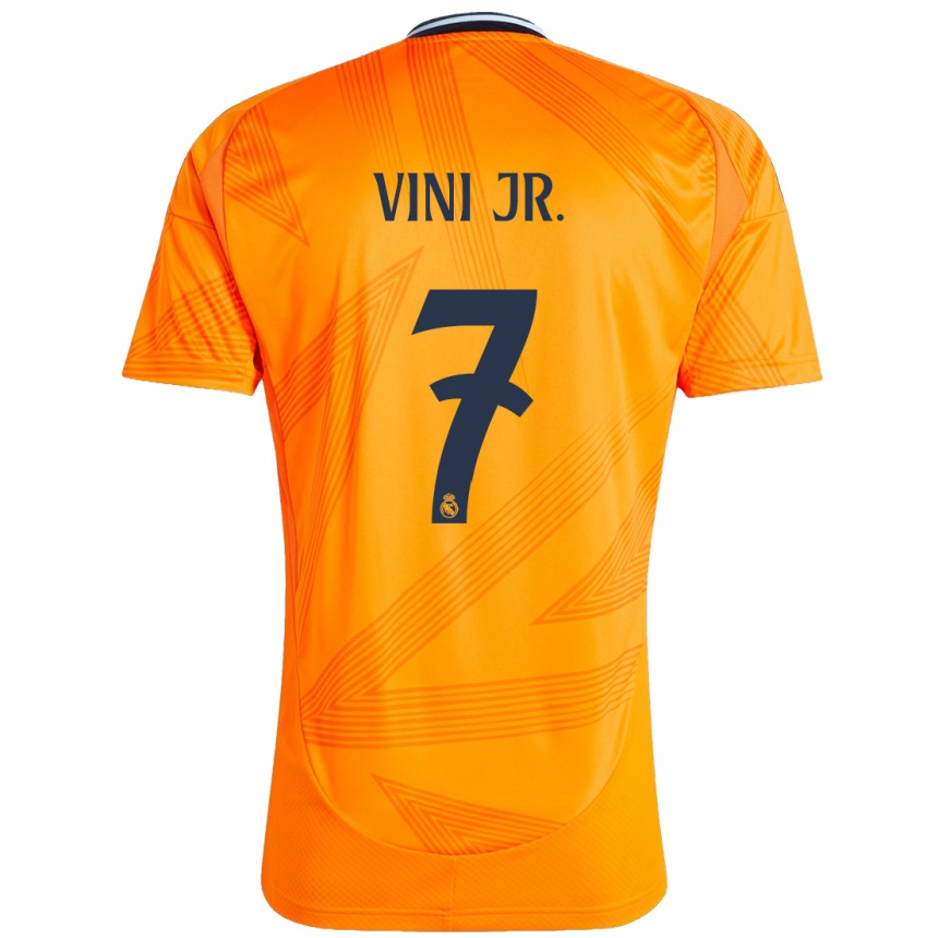 Kids Football Vinicius Junior #7 Orange Away Jersey 2024/25 T-Shirt Za