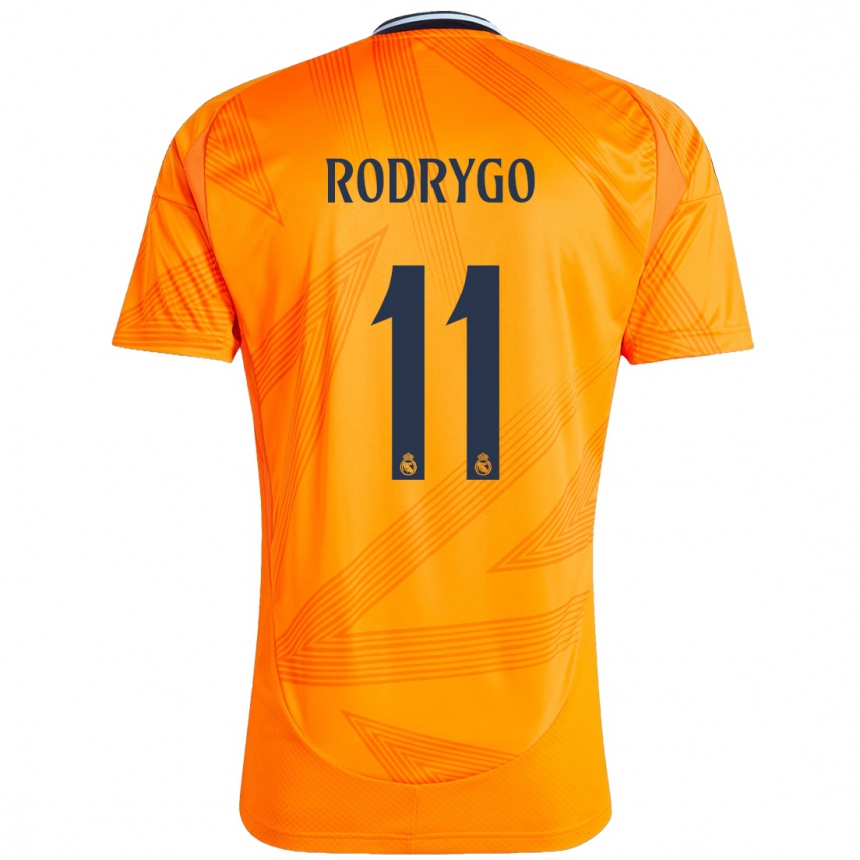 Kids Football Rodrygo #11 Orange Away Jersey 2024/25 T-Shirt Za