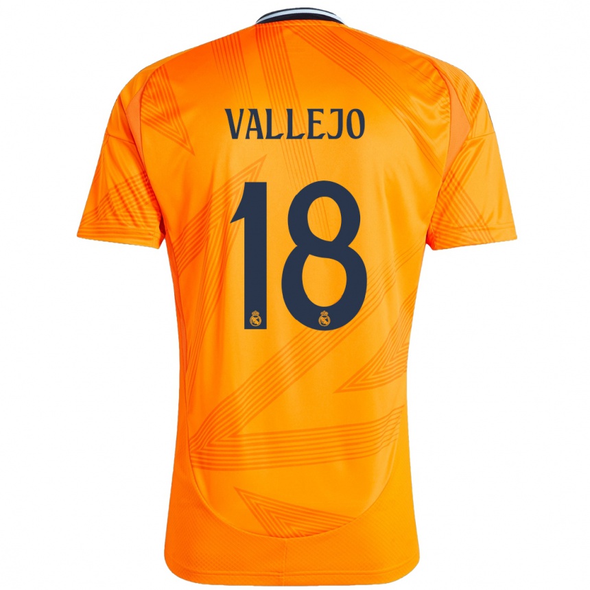 Kids Football Jesus Vallejo #18 Orange Away Jersey 2024/25 T-Shirt Za