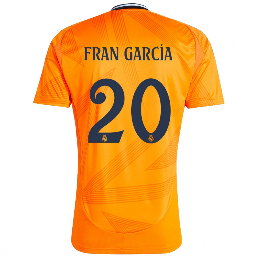 Kids Football Fran García #20 Orange Away Jersey 2024/25 T-Shirt Za